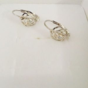 Silver  925 rose open design clasp zircon earrings